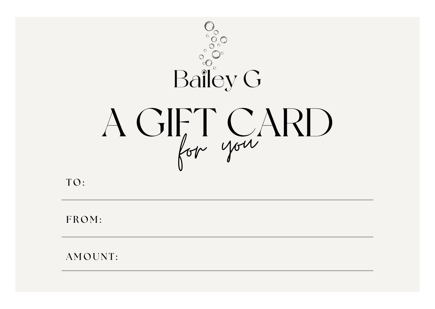 Bailey G Gift Voucher